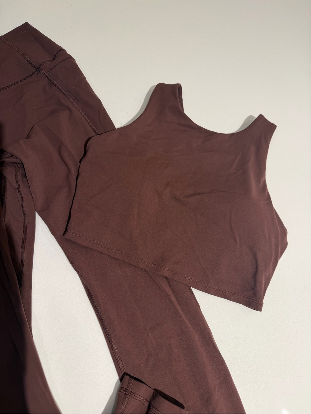 Buttery Soft Brown Workout Set | Matching Leggings + Crop Tank Small - Picture 3 of 4